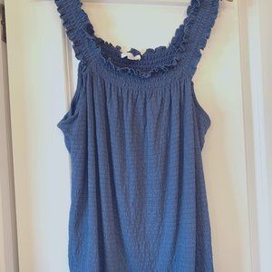 Lauren Conrad Wide Strap Tank Top Women's XXL Blue Textured Stretch Casual